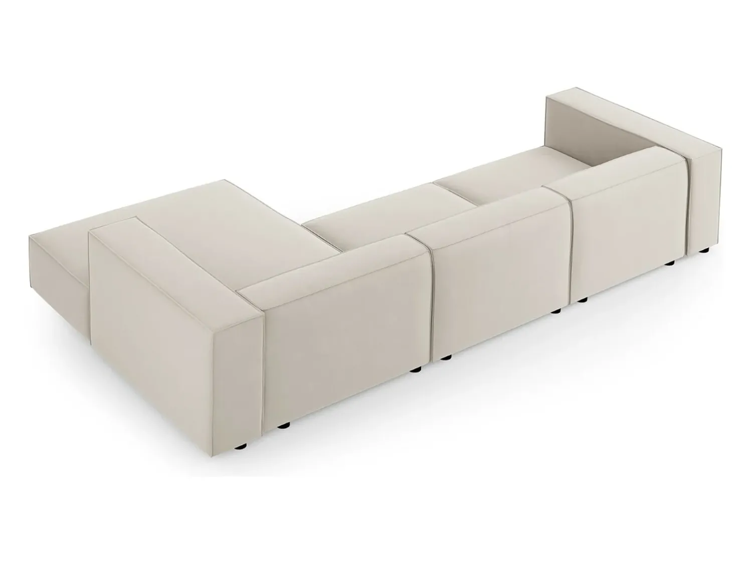Clearance Cosmopolitan Design - Sofá de canto direito "Arendal" 4 lugares em veludo cru - 284x166x70cm Branco sujo