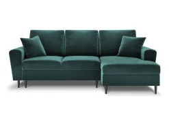 Sofá|Cosmopolitan Design - Sofá convertível de canto direito com caixa de arrumação "Kyoto" 4 lugares em veludo petróleo - 241x145x88cm Verde esmeralda
