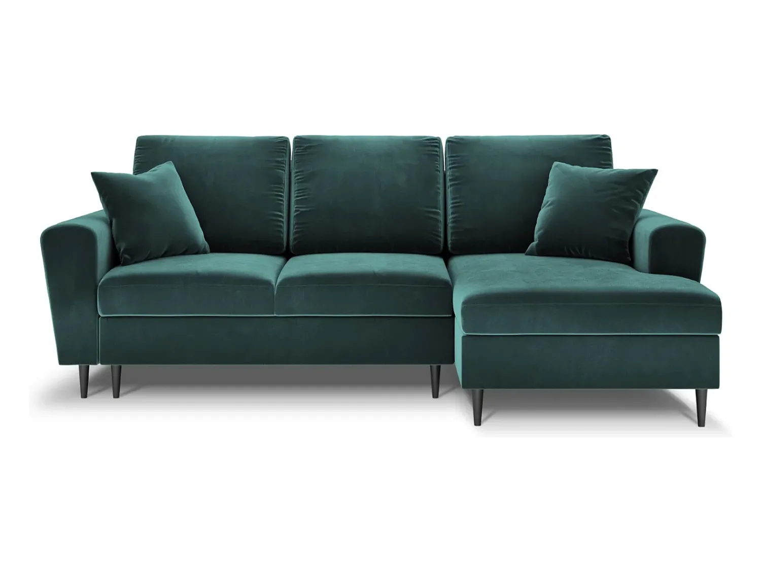 Sofá|Cosmopolitan Design - Sofá convertível de canto direito com caixa de arrumação "Kyoto" 4 lugares em veludo petróleo - 241x145x88cm Verde esmeralda