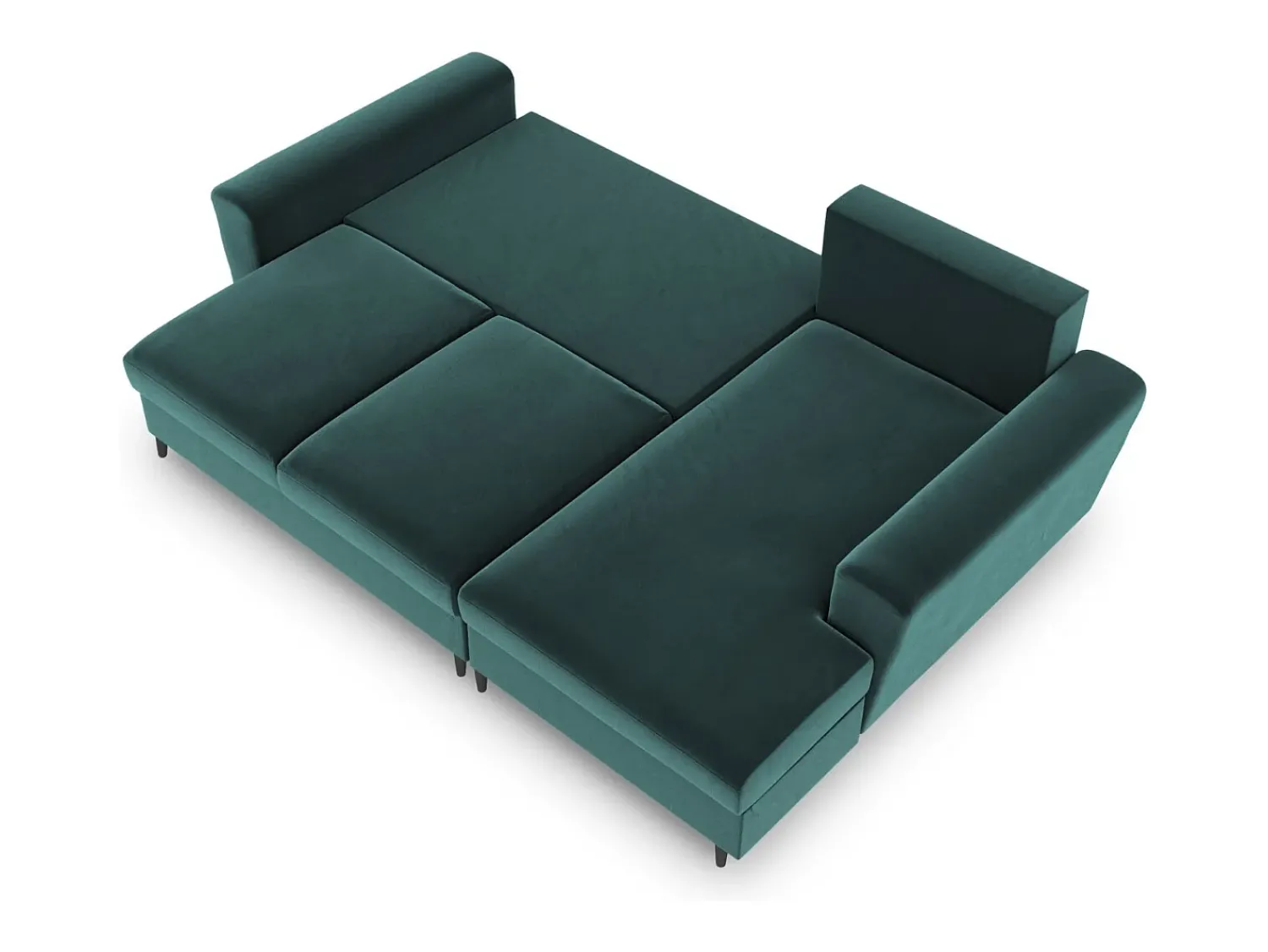 Sofá|Cosmopolitan Design - Sofá convertível de canto direito com caixa de arrumação "Kyoto" 4 lugares em veludo petróleo - 241x145x88cm Verde esmeralda