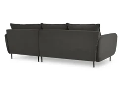 Sofá*Cosmopolitan Design - Sofá de canto direito "Vienna" 5 lugares em veludo cinza escuro - 255x170x95cm Cinza antracite