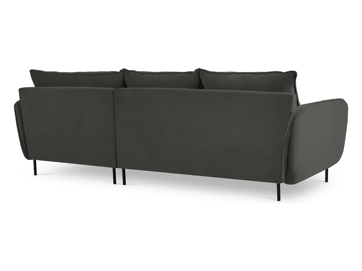Sofá*Cosmopolitan Design - Sofá de canto direito "Vienna" 5 lugares em veludo cinza escuro - 255x170x95cm Cinza antracite