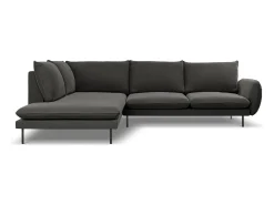 Sofá*Cosmopolitan Design - Sofá de canto esquerdo "Vienna" 6 lugares em veludo cinza escuro - 275x185x95cm Cinza antracite