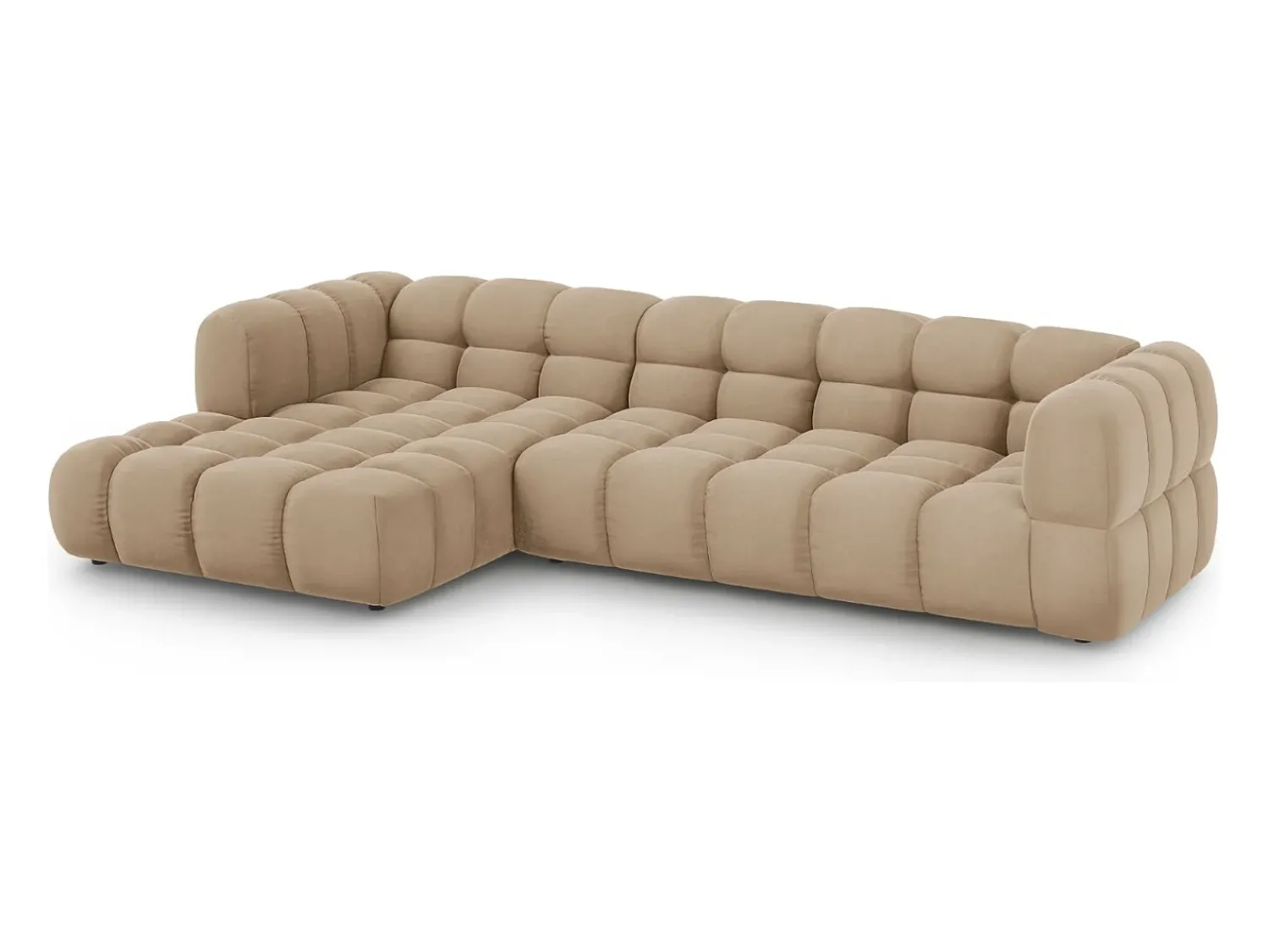 Sale Cosmopolitan Design - Sofá modular de canto esquerdo "Sky" 4 lugares em veludo areia - 300x162x75cm Camel