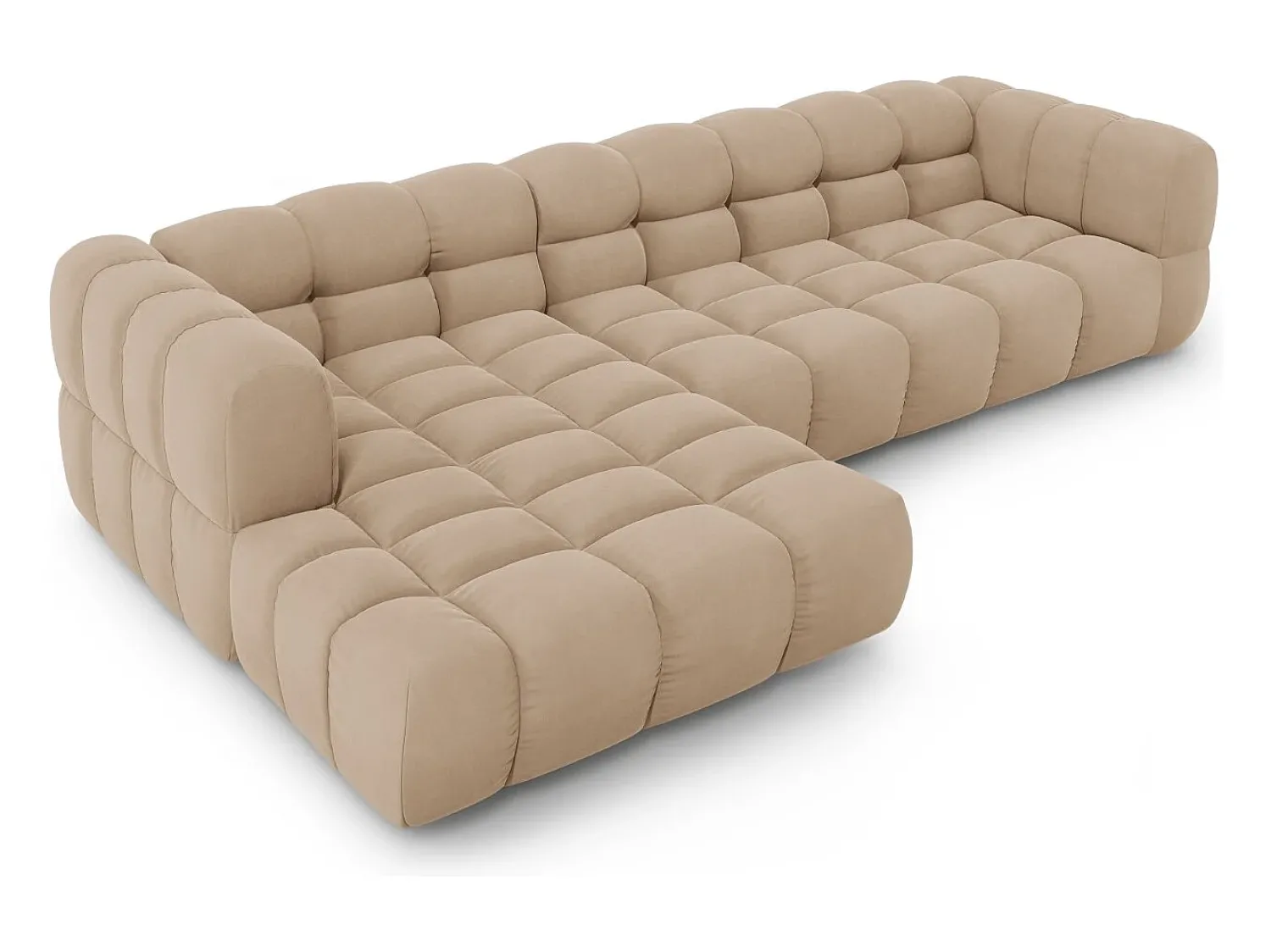 Sale Cosmopolitan Design - Sofá modular de canto esquerdo "Sky" 4 lugares em veludo areia - 300x162x75cm Camel