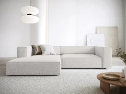 Sofá*Cosmopolitan Design - Sofá de canto esquerdo "Arendal" 3 lugares em tecido chenille cinza claro - 224x166x70cm Cinzento claro