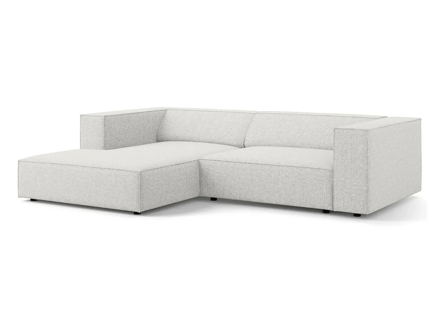 Sofá*Cosmopolitan Design - Sofá de canto esquerdo "Arendal" 3 lugares em tecido chenille cinza claro - 224x166x70cm Cinzento claro