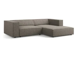 Cosmopolitan Design - Sofá de canto direito "Arendal" 3 lugares em tecido chenille cinza - 224x166x70cm^ Sofá