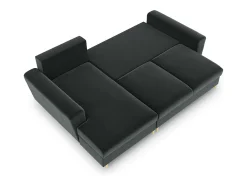 Sofá*Cosmopolitan Design - Sofá convertível de canto esquerdo com caixa de arrumação "Kyoto" 4 lugares em veludo cinza escuro - 241x145x88cm Cinza antracite