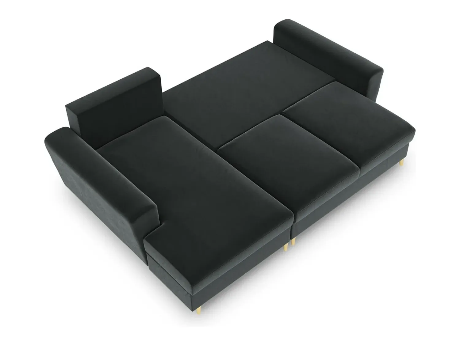 Sofá*Cosmopolitan Design - Sofá convertível de canto esquerdo com caixa de arrumação "Kyoto" 4 lugares em veludo cinza escuro - 241x145x88cm Cinza antracite