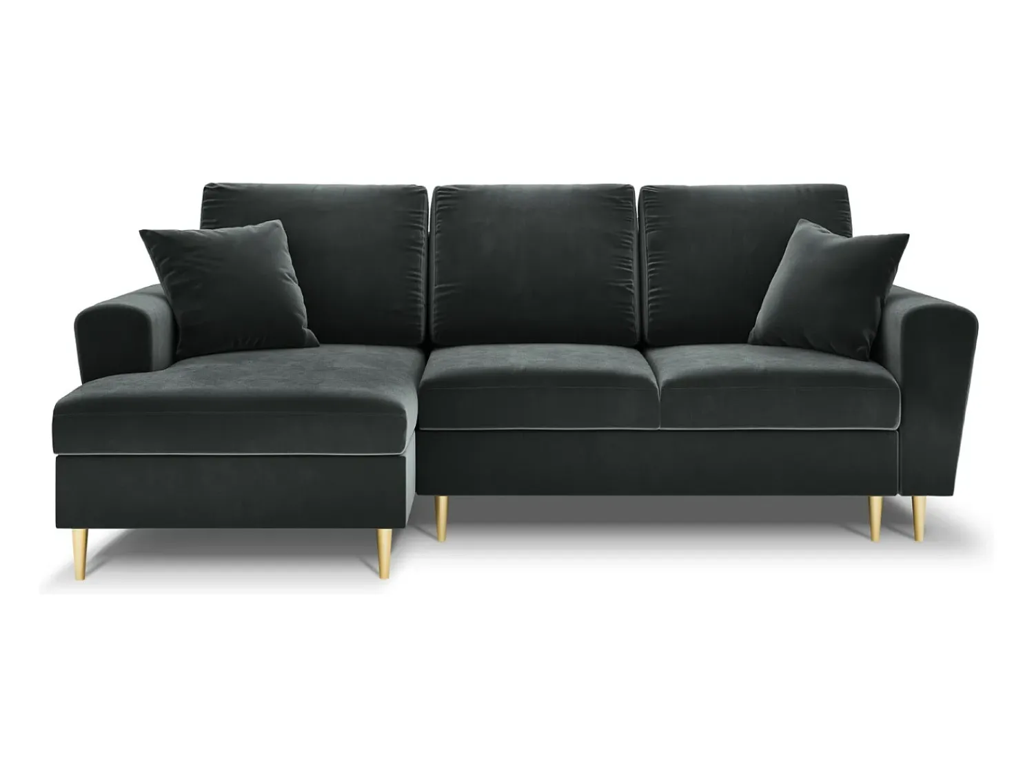 Sofá*Cosmopolitan Design - Sofá convertível de canto esquerdo com caixa de arrumação "Kyoto" 4 lugares em veludo cinza escuro - 241x145x88cm Cinza antracite