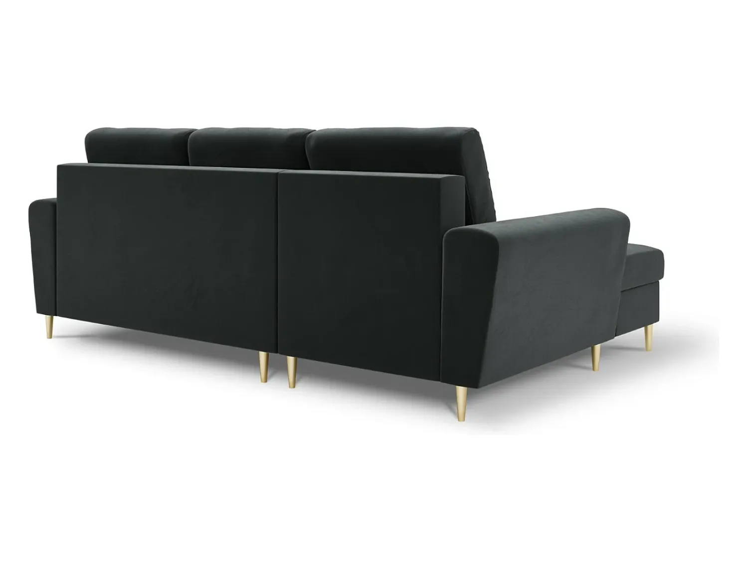 Sofá*Cosmopolitan Design - Sofá convertível de canto esquerdo com caixa de arrumação "Kyoto" 4 lugares em veludo cinza escuro - 241x145x88cm Cinza antracite