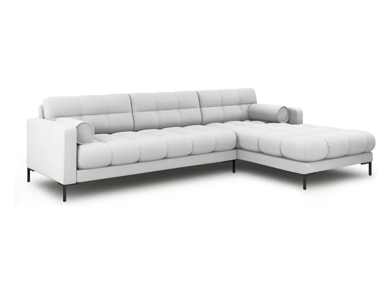 Outlet Cosmopolitan Design - Sofá de canto direito "Bali" 5 lugares em tecido estrutural cinza claro - 293x185x75cm Cinzento claro