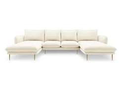 Cosmopolitan Design - Sofá panorâmico "Vienna" 6 lugares em veludo claro - 350x170x95cm^ Sofá