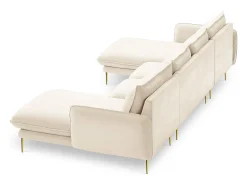Cosmopolitan Design - Sofá panorâmico "Vienna" 6 lugares em veludo claro - 350x170x95cm^ Sofá