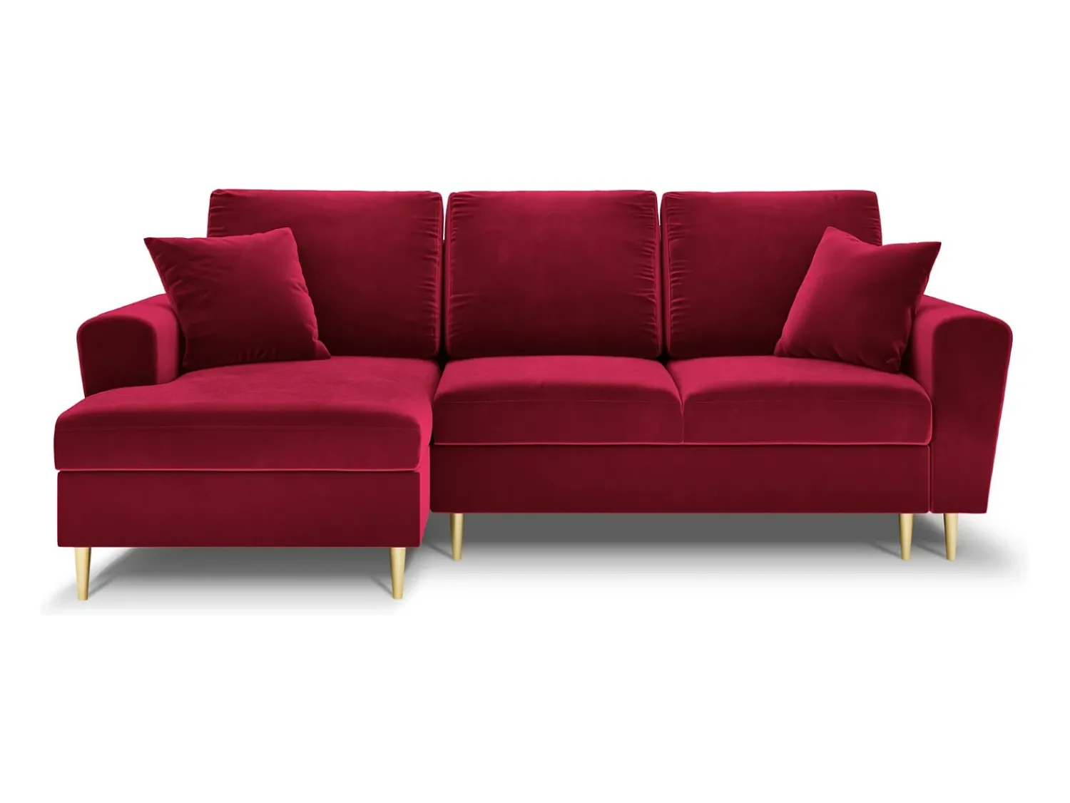 Sofá|Cosmopolitan Design - Sofá convertível de canto esquerdo com caixa de arrumação "Kyoto" 4 lugares em veludo - 241x145x88cm Vermelho