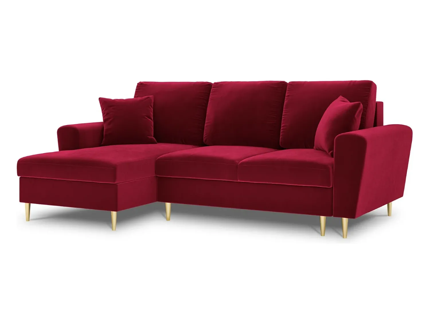 Sofá|Cosmopolitan Design - Sofá convertível de canto esquerdo com caixa de arrumação "Kyoto" 4 lugares em veludo - 241x145x88cm Vermelho