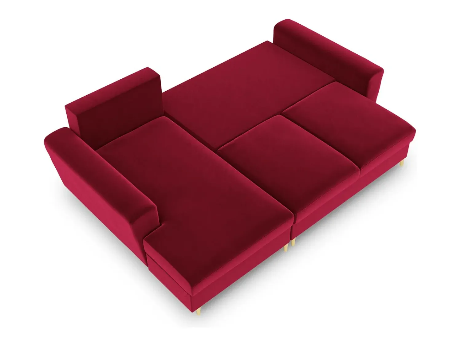 Sofá|Cosmopolitan Design - Sofá convertível de canto esquerdo com caixa de arrumação "Kyoto" 4 lugares em veludo - 241x145x88cm Vermelho