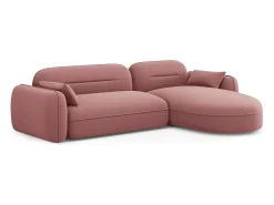 Cosmopolitan Design - Sofá modular de canto direito "Sydney" 4 lugares em veludo salmão - 275x165x70cm Rosa claro