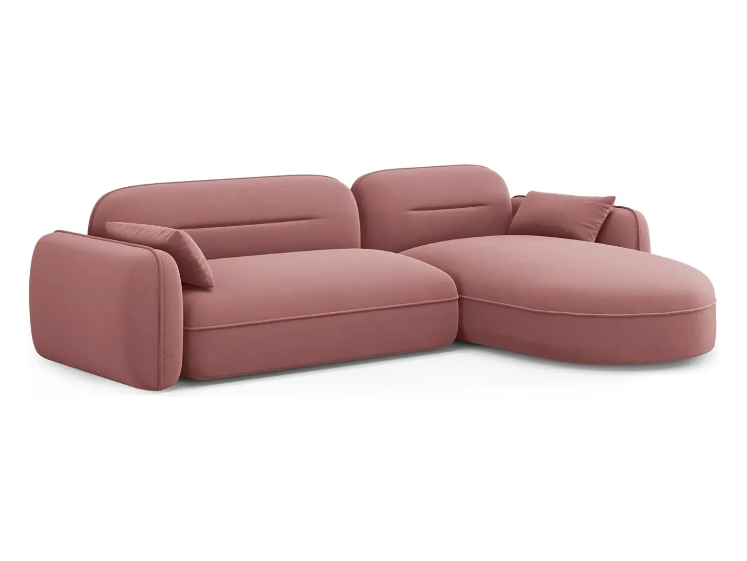 Cosmopolitan Design - Sofá modular de canto direito "Sydney" 4 lugares em veludo salmão - 275x165x70cm Rosa claro