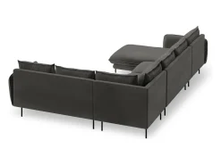 Sofá*Cosmopolitan Design - Sofá de canto direito panorâmico "Vienna" 7 lugares em veludo cinza escuro - 330x235x95cm Cinza antracite