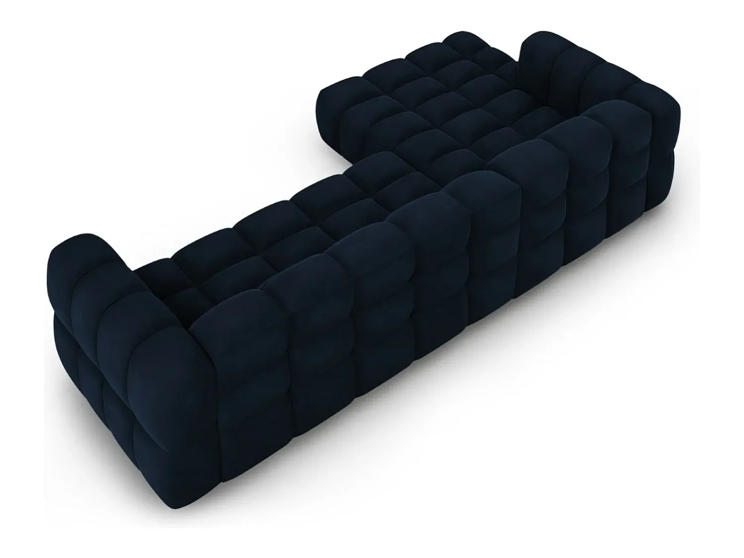 Sofá|Cosmopolitan Design - Sofá modular de canto esquerdo "Sky" 4 lugares em veludo azul real - 300x162x75cm Azul escuro