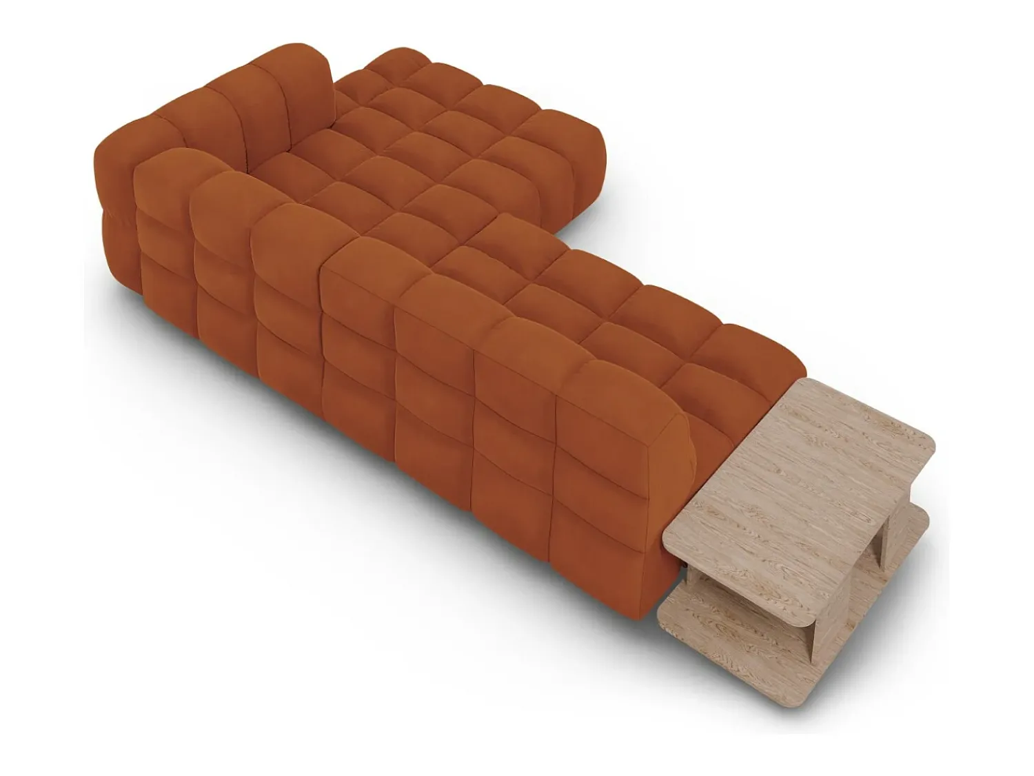 Sofá|Cosmopolitan Design - Sofá modular de canto direito "Sky" 4 lugares em veludo - 297x162x75cm Terracota