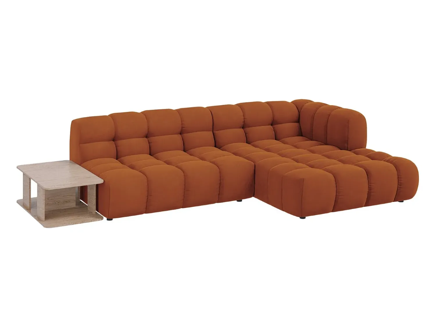 Sofá|Cosmopolitan Design - Sofá modular de canto direito "Sky" 4 lugares em veludo - 297x162x75cm Terracota