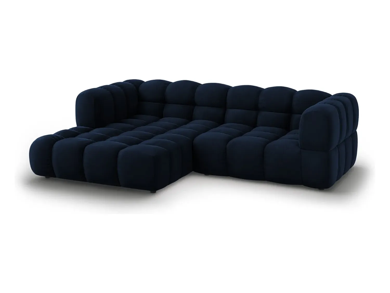 Cosmopolitan Design - Sofá modular de canto esquerdo "Sky" 3 lugares em veludo azul real - 244x162x75cm^ Sofá