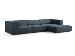 Cosmopolitan Design - Sofá de canto direito "Arendal" 4 lugares em tecido chenille azul real - 284x166x70cm^ Sofá