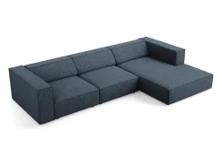 Cosmopolitan Design - Sofá de canto direito "Arendal" 4 lugares em tecido chenille azul real - 284x166x70cm^ Sofá