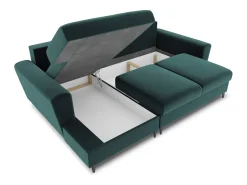 Sofá|Cosmopolitan Design - Sofá convertível de canto esquerdo com caixa de arrumação "Kyoto" 4 lugares em veludo petróleo - 241x145x88cm Verde esmeralda