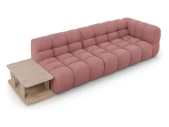 Sofá|Cosmopolitan Design - Sofá modular virado para a esquerda "Sky" 4 lugares em veludo salmão - 297x102x75cm Rosa claro