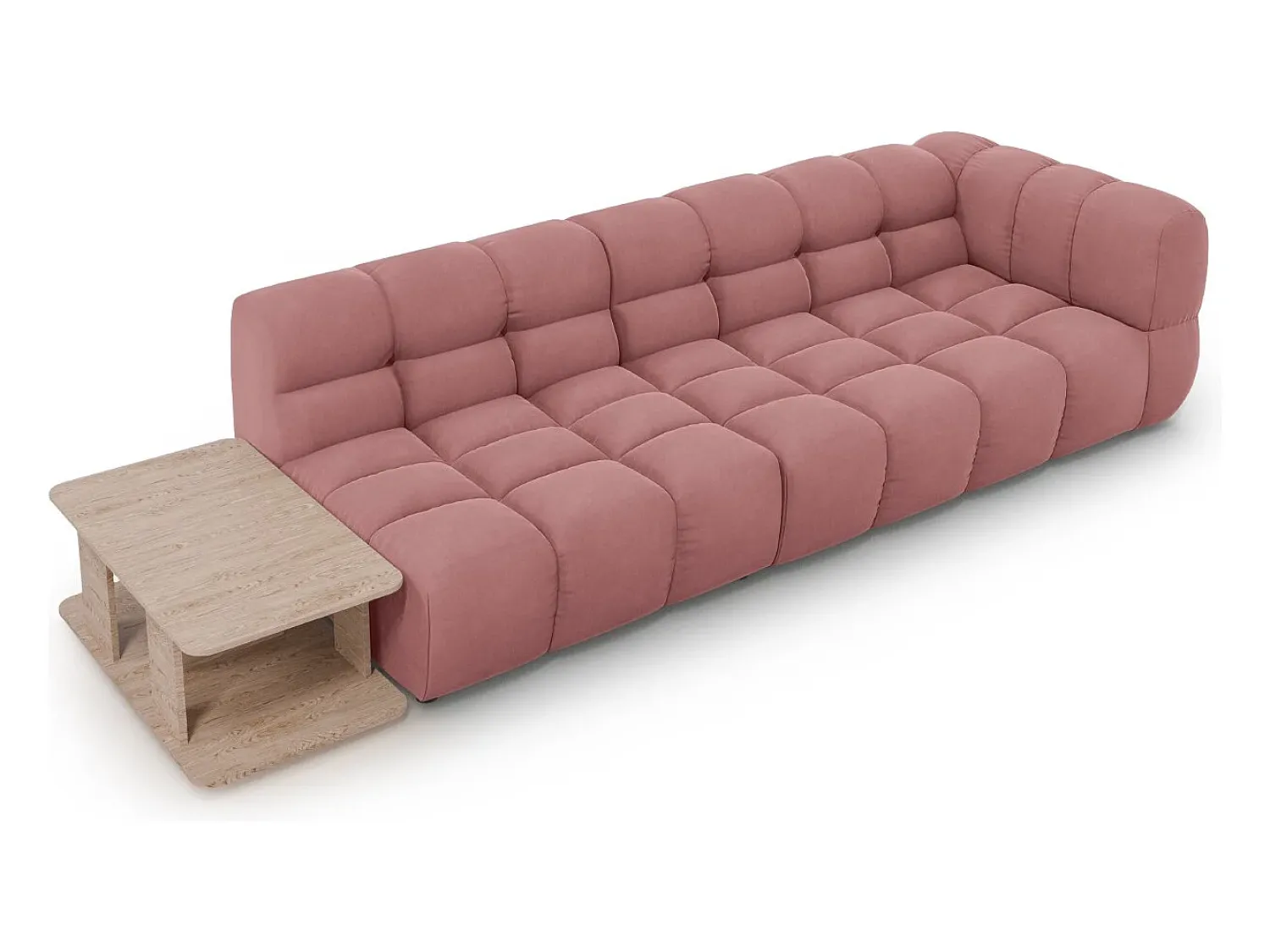 Sofá|Cosmopolitan Design - Sofá modular virado para a esquerda "Sky" 4 lugares em veludo salmão - 297x102x75cm Rosa claro