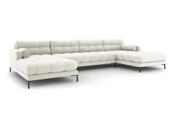 Sofá*Cosmopolitan Design - Sofá panorâmico "Bali" 7 lugares em tecido estrutural claro - 383x185x75cm Bege