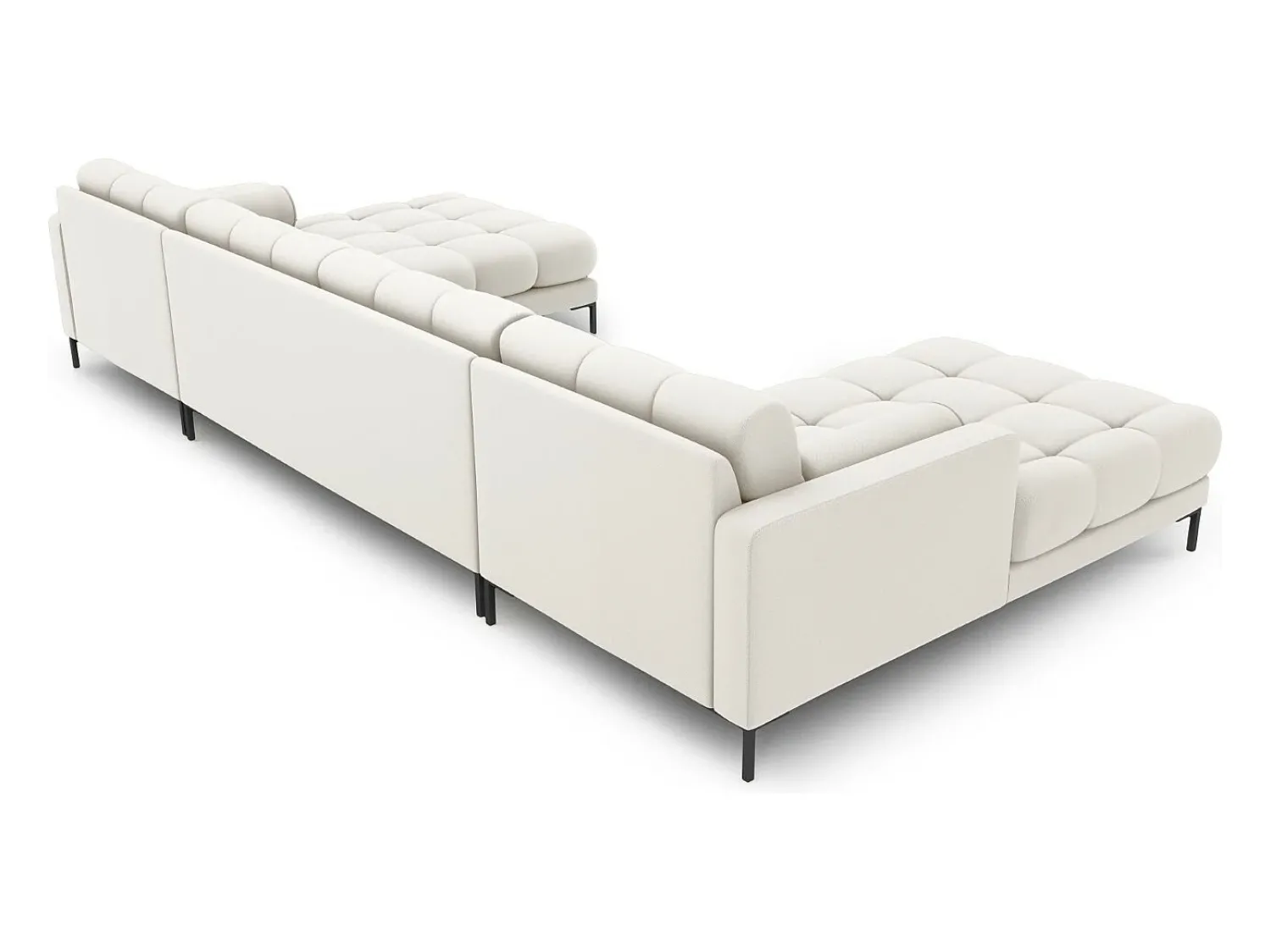 Sofá*Cosmopolitan Design - Sofá panorâmico "Bali" 7 lugares em tecido estrutural claro - 383x185x75cm Bege