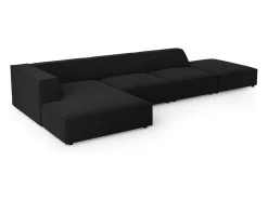 Sofá*Cosmopolitan Design - Sofá de canto esquerdo "Arendal" 5 lugares em veludo - 341x166x70cm Preto