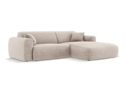 Sofá*Cosmopolitan Design - Sofá de canto direito "Nolio" 4 lugares em tecido chenille - 235x170x72cm Bege