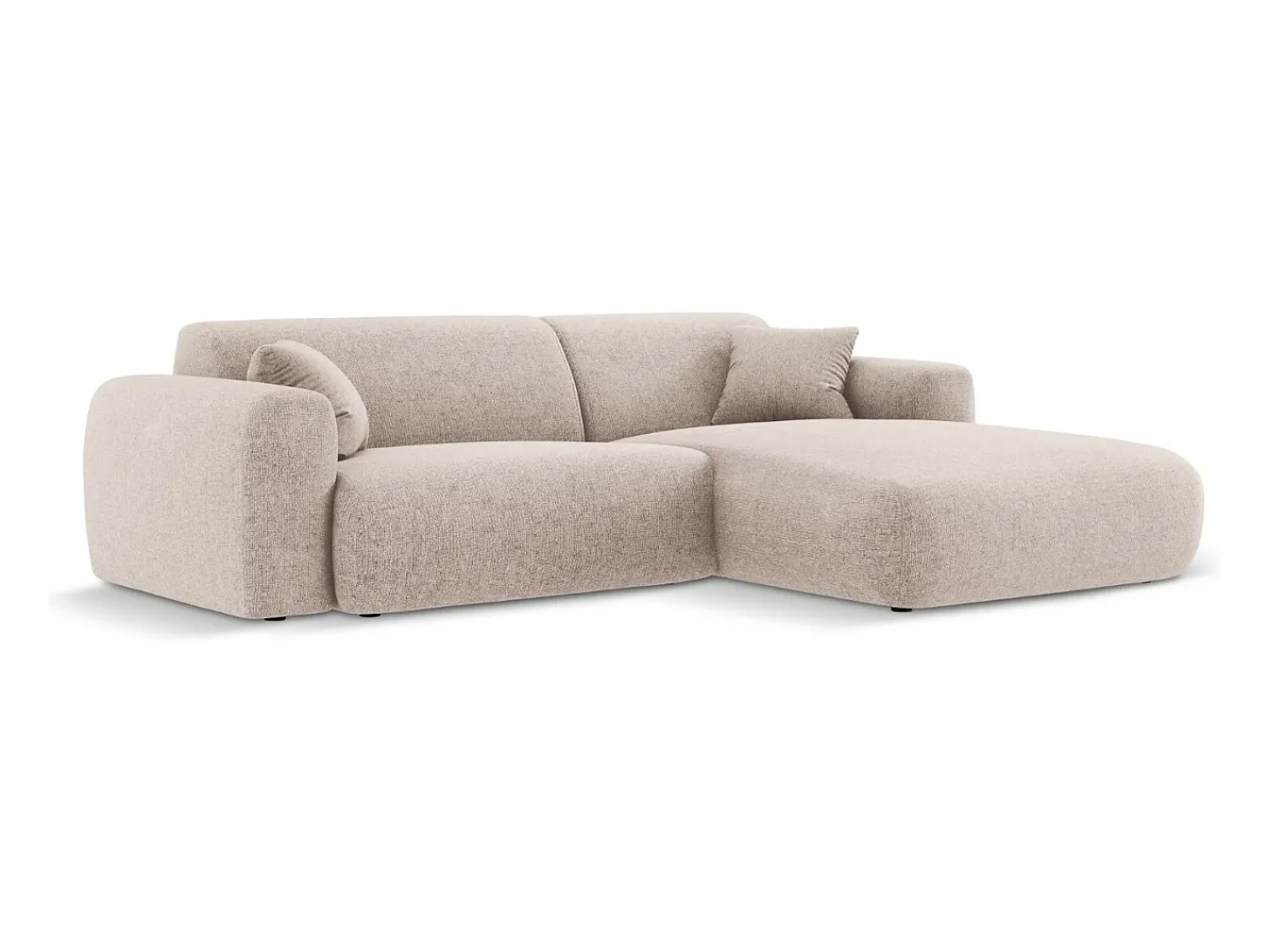 Sofá*Cosmopolitan Design - Sofá de canto direito "Nolio" 4 lugares em tecido chenille - 235x170x72cm Bege