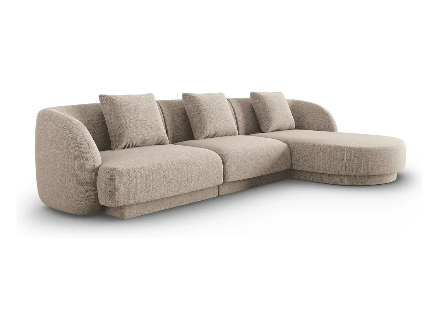 Outlet Cosmopolitan Design - Sofá de canto direito "Tulum" 4 lugares em tecido chenille - 255x156x70cm Bege