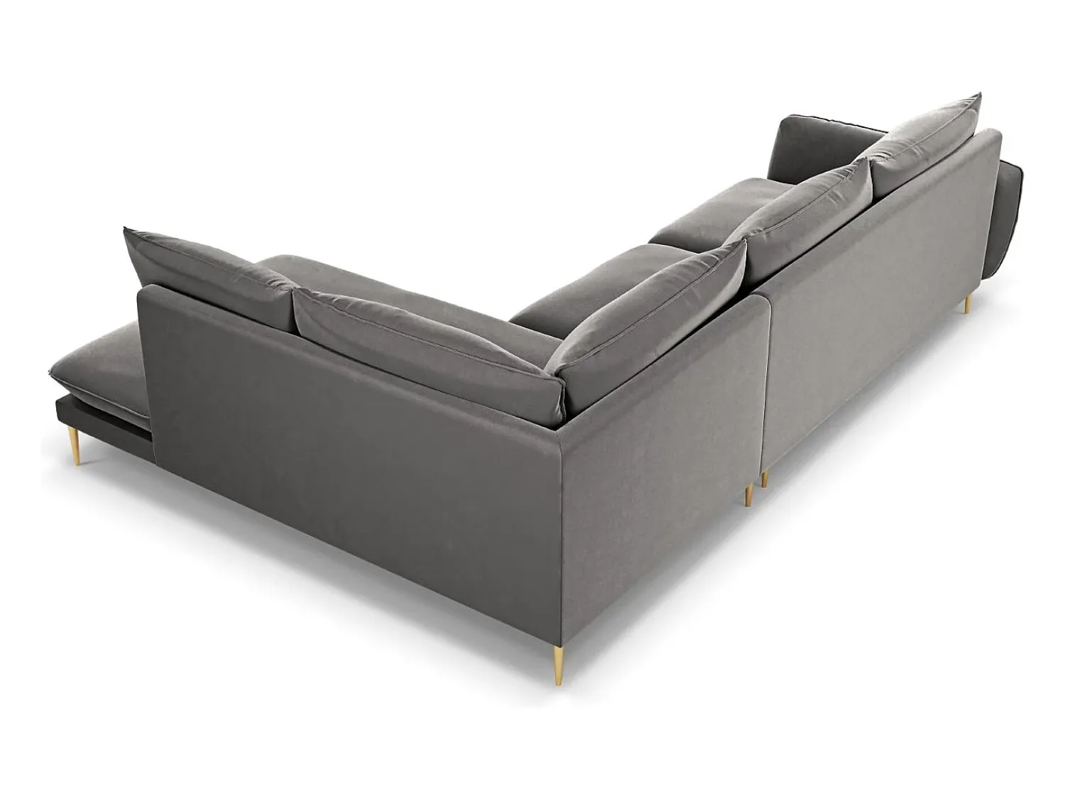 Sofá*Cosmopolitan Design - Sofá de canto direito "Vienna" 6 lugares em veludo cinza claro - 275x185x95cm Cinzento claro