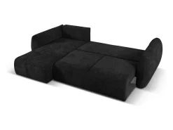 New Cosmopolitan Design - Sofá convertível de canto esquerdo com caixa de arrumação "Matera" 4 lugares em tecido chenille - 253x173x86cm Preto