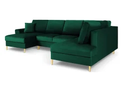 Cosmopolitan Design - Sofá panorâmico convertível em linha reta com caixa de arrumação