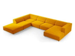 Sofá|Cosmopolitan Design - Sofá de canto panorâmico à esquerda "Arendal" 7 lugares em veludo - 364x262x70cm Amarelo