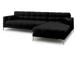Sofá*Cosmopolitan Design - Sofá de canto direito "Bali" 5 lugares em tecido estrutural - 293x185x75cm Preto
