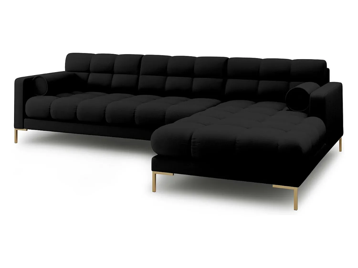 Sofá*Cosmopolitan Design - Sofá de canto direito "Bali" 5 lugares em tecido estrutural - 293x185x75cm Preto