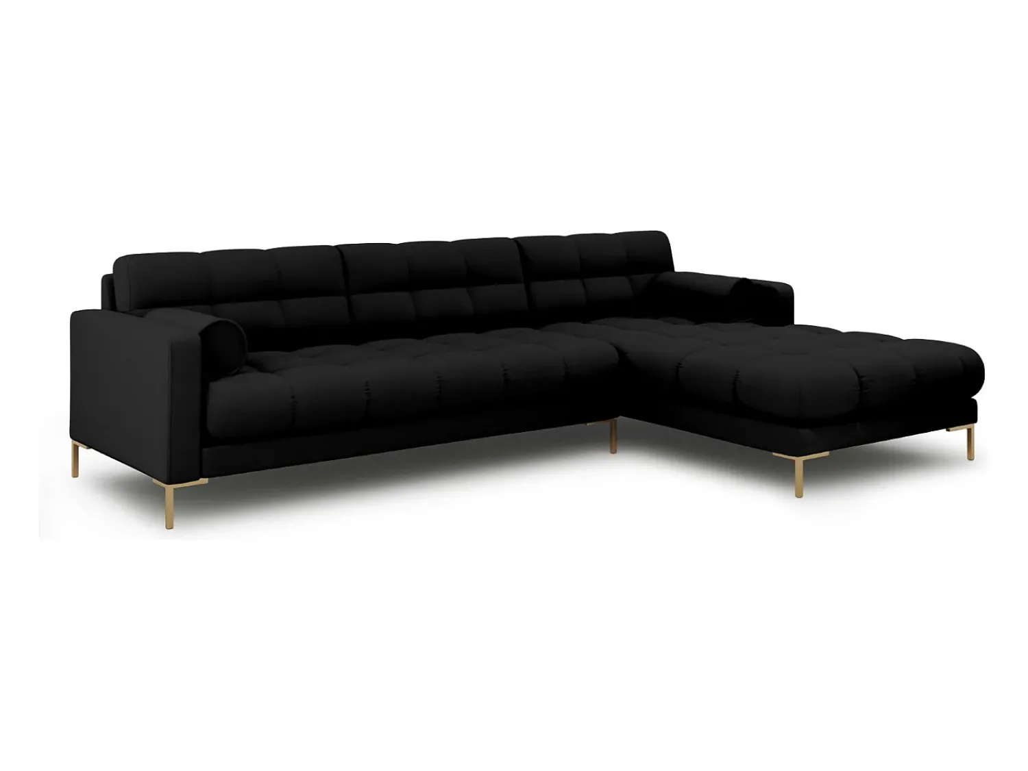 Sofá*Cosmopolitan Design - Sofá de canto direito "Bali" 5 lugares em tecido estrutural - 293x185x75cm Preto