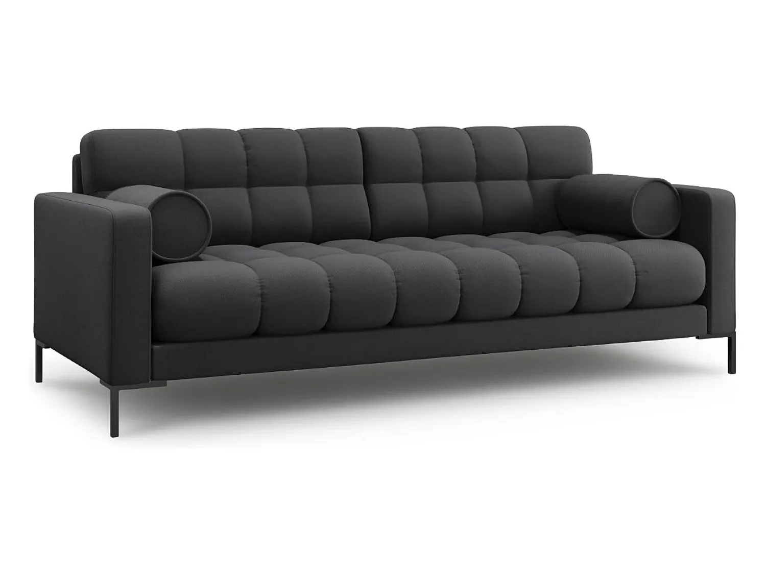 Sofá*Cosmopolitan Design - Sofá "Bali" 4 lugares em tecido estrutural cinza escuro - 217x92x75cm Cinza antracite