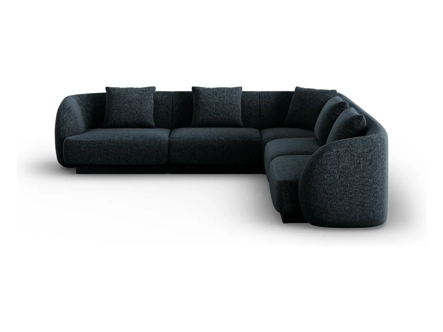 Cosmopolitan Design - Sofá de canto simétrico "Tulum" 5 lugares em tecido chenille azul real - 255x255x70cm Azul escuro