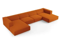 Sofá*Cosmopolitan Design - Sofá panorâmico "Arendal" 6 lugares em veludo - 364x166x70cm Terracota